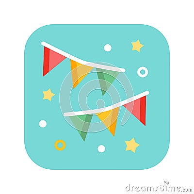 Holiday flags flat color icon. Carnival, birthday, celebration, party, new year or festival concept. Vector Illustration